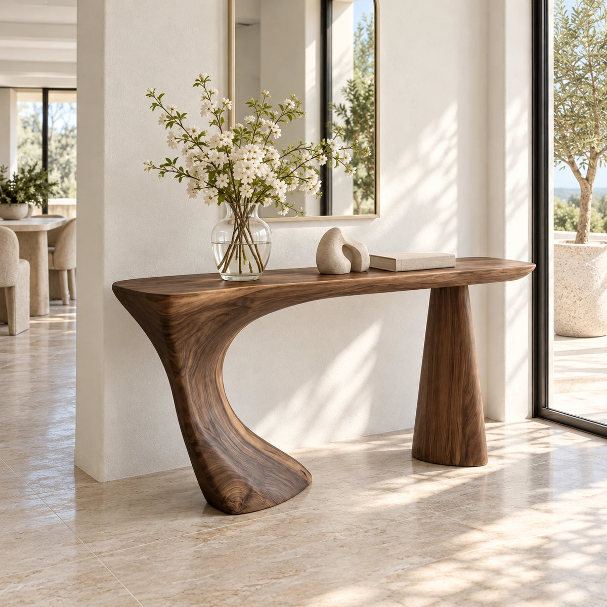 Live Edge Console Table in Natural Solid Wood - Sculptural Entryway Piece - Arboriswood - 2