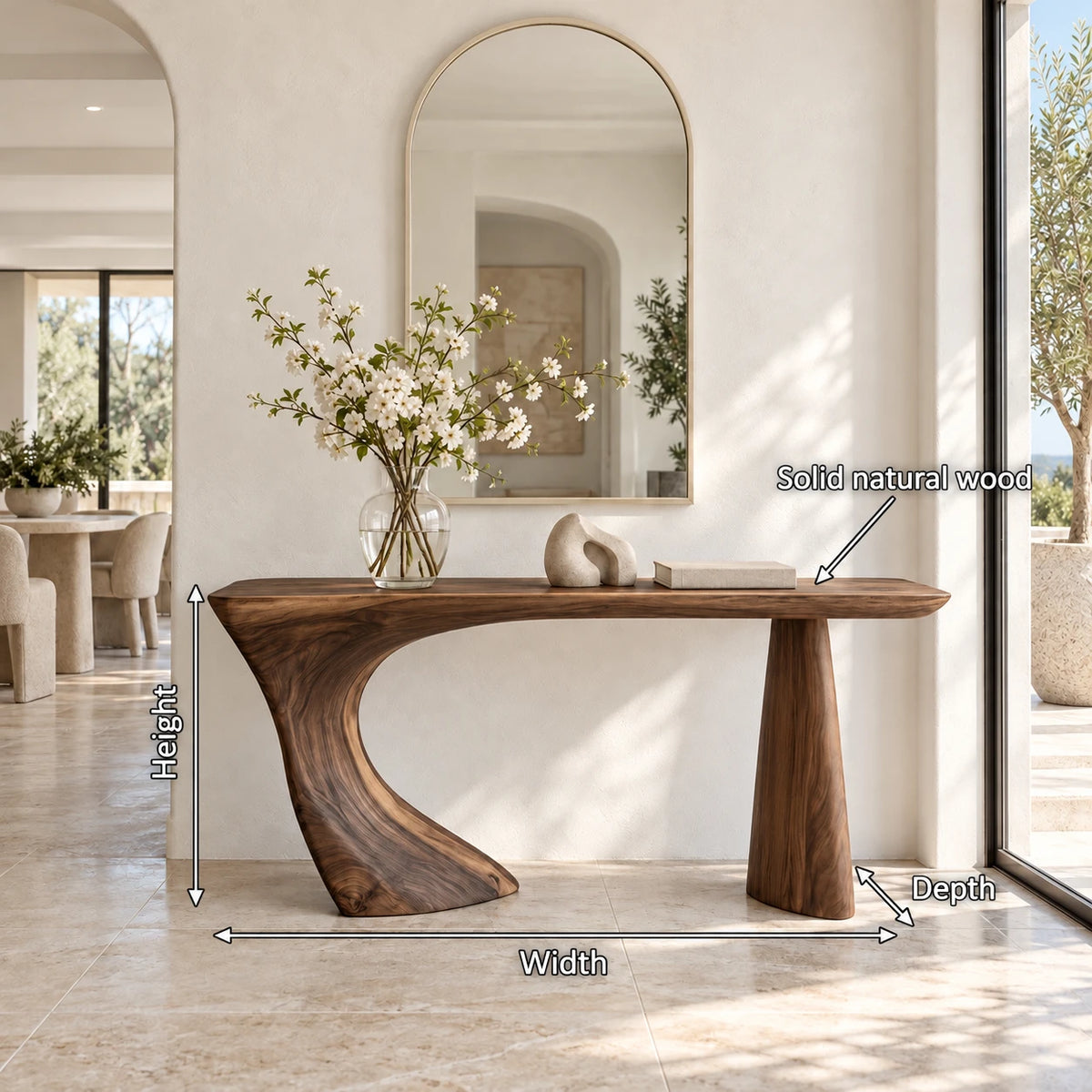 Live Edge Console Table in Natural Solid Wood - Sculptural Entryway Piece - Arboriswood - 7