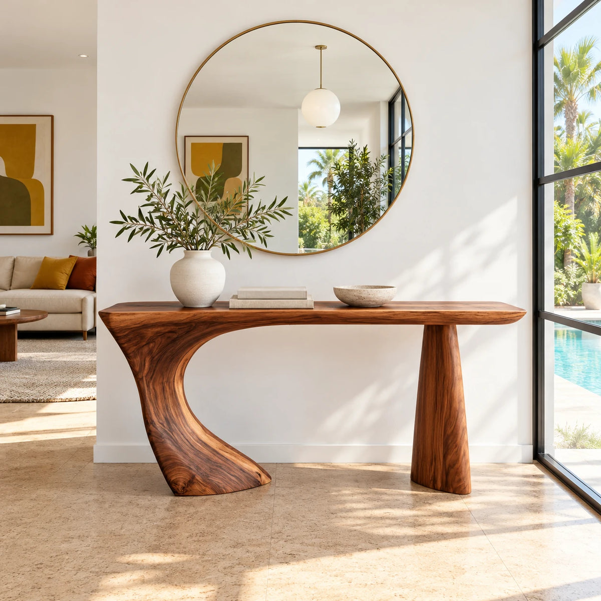 Live Edge Console Table in Natural Solid Wood - Sculptural Entryway Piece - Arboriswood - 9