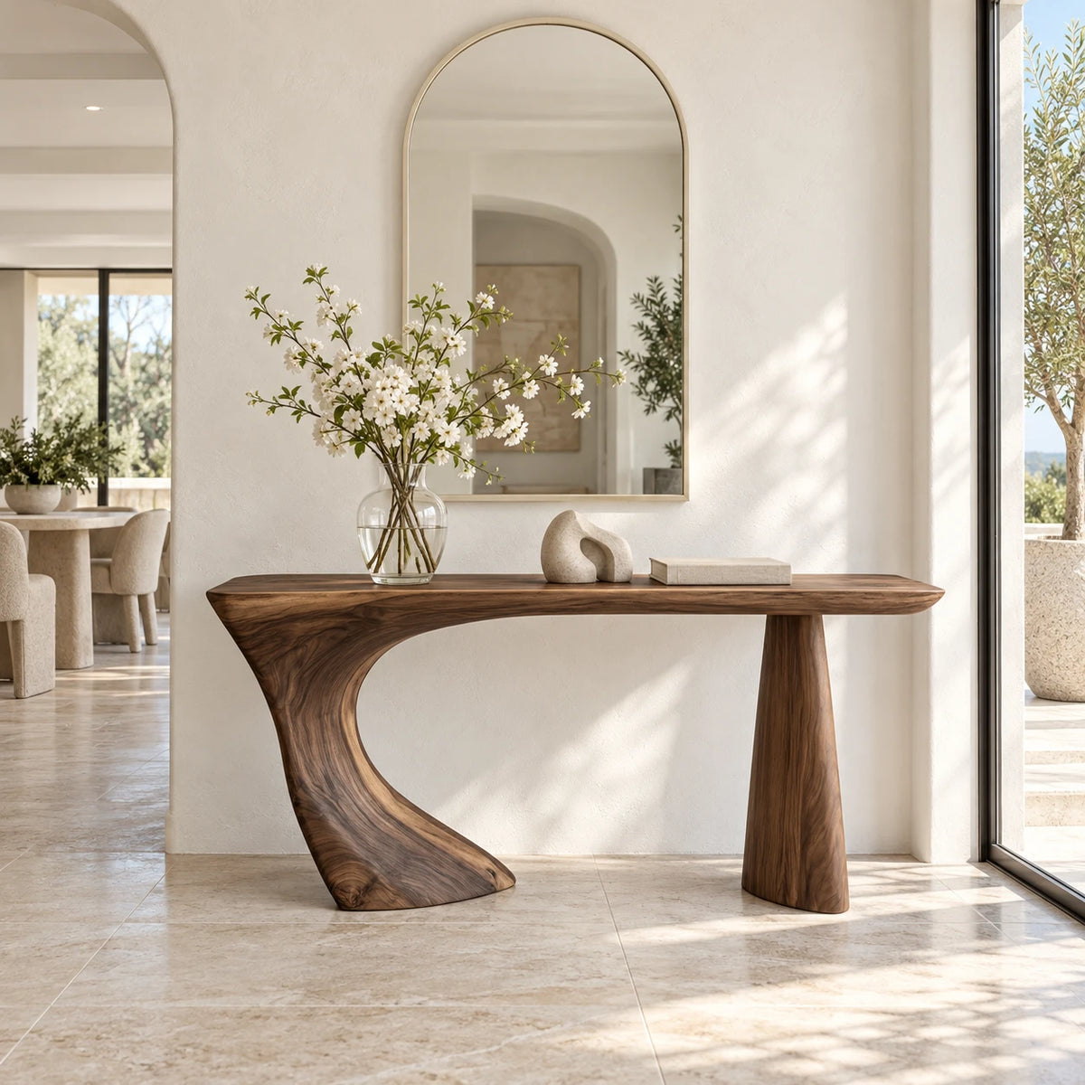 Live Edge Console Table in Natural Solid Wood - Sculptural Entryway Piece - Arboriswood