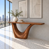 Live Edge Console Table in Natural Solid Wood with Sculptural Curved Base - Arboriswood - 2