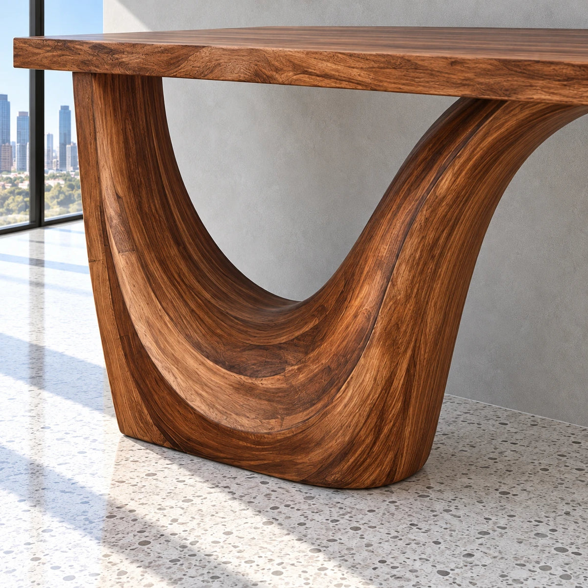 Live Edge Console Table in Natural Solid Wood with Sculptural Curved Base - Arboriswood - 4