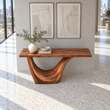 Live Edge Console Table in Natural Solid Wood with Sculptural Curved Base - Arboriswood - 5