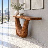 Live Edge Console Table in Natural Solid Wood with Sculptural Curved Base - Arboriswood - 6