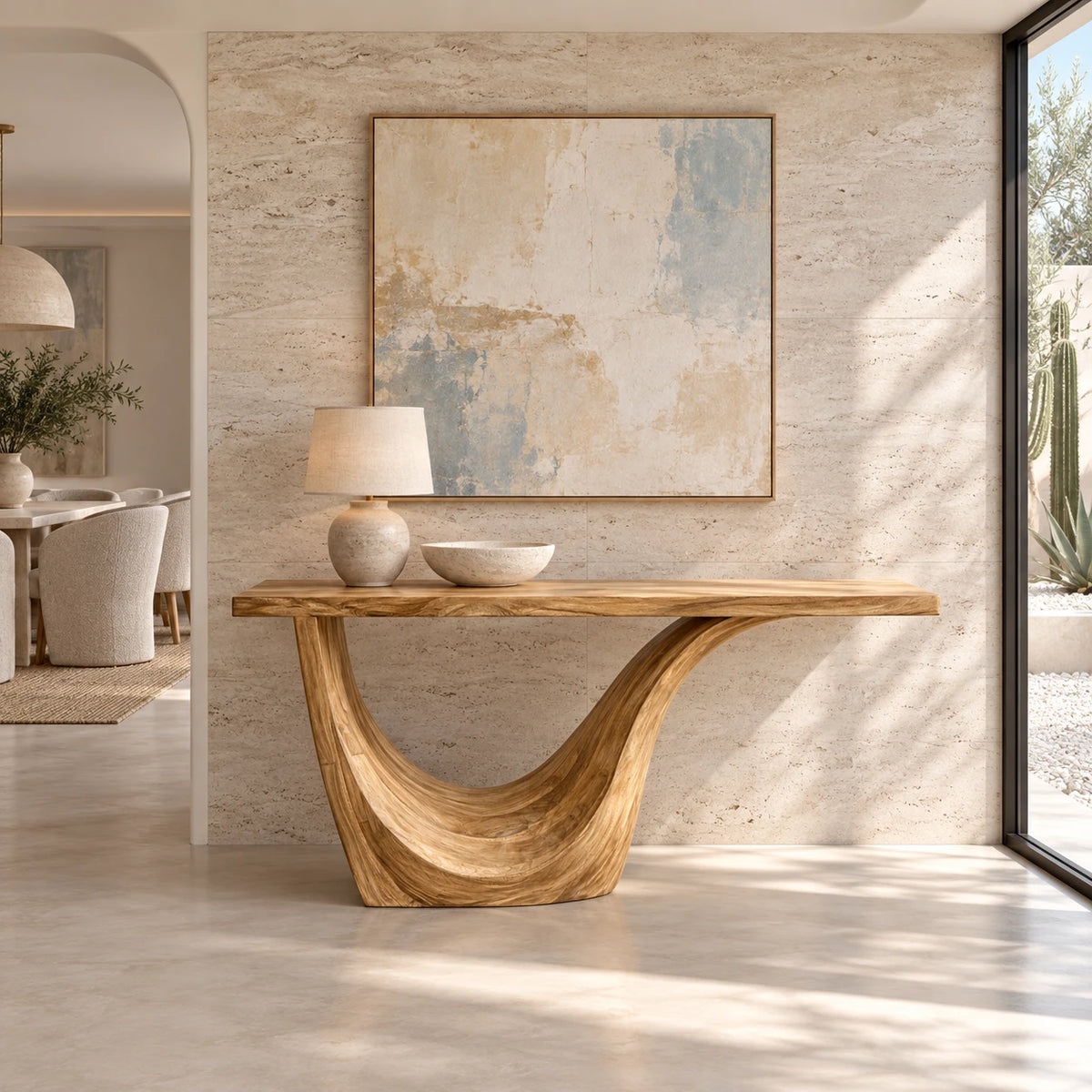 Live Edge Console Table in Natural Solid Wood with Sculptural Curved Base - Arboriswood - 9