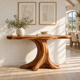 Live Edge Console Table in Natural Solid Wood with Sculptural Pedestal Base - Arboriswood - 2