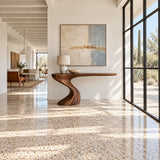 Live Edge Console Table in Natural Solid Wood with Sculptural Pedestal Base - Arboriswood - 3