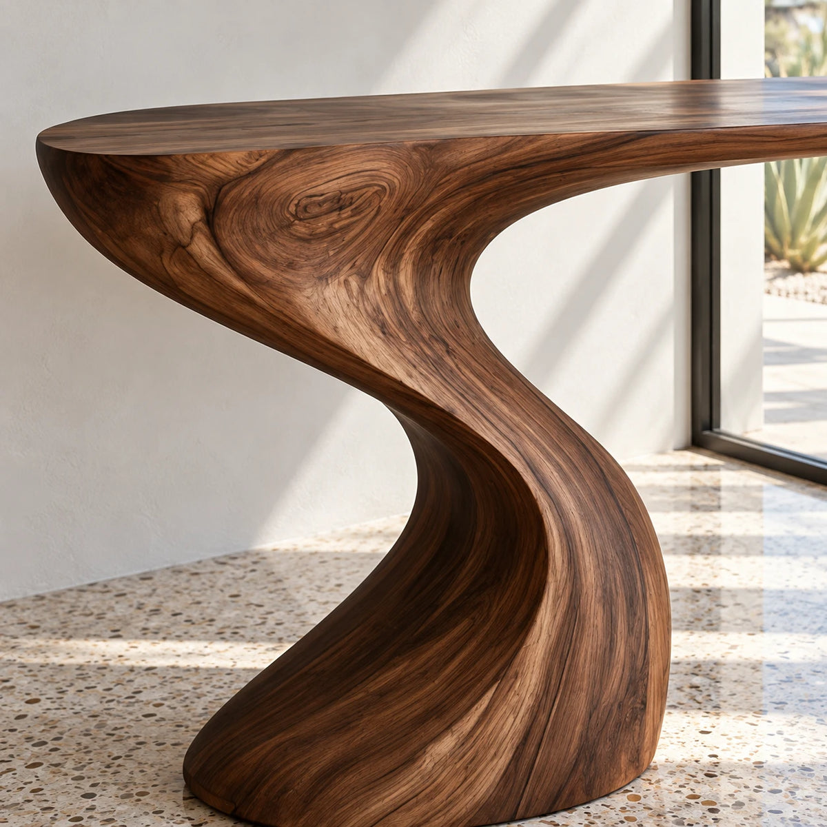 Live Edge Console Table in Natural Solid Wood with Sculptural Pedestal Base - Arboriswood - 4