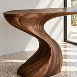 Live Edge Console Table in Natural Solid Wood with Sculptural Pedestal Base - Arboriswood - 4