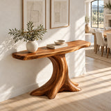 Live Edge Console Table in Natural Solid Wood with Sculptural Pedestal Base - Arboriswood - 5