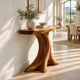 Live Edge Console Table in Natural Solid Wood with Sculptural Pedestal Base - Arboriswood - 6