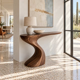 Live Edge Console Table in Natural Solid Wood with Sculptural Pedestal Base - Arboriswood - 6