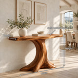 Live Edge Console Table in Natural Solid Wood with Sculptural Pedestal Base - Arboriswood - 7