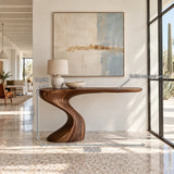 Live Edge Console Table in Natural Solid Wood with Sculptural Pedestal Base - Arboriswood - 7