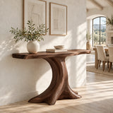 Live Edge Console Table in Natural Solid Wood with Sculptural Pedestal Base - Arboriswood - 8