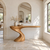 Live Edge Console Table in Natural Solid Wood with Sculptural Pedestal Base - Arboriswood - 8