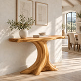 Live Edge Console Table in Natural Solid Wood with Sculptural Pedestal Base - Arboriswood - 9