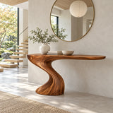 Live Edge Console Table in Natural Solid Wood with Sculptural Pedestal Base - Arboriswood - 9