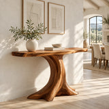 Live Edge Console Table in Natural Solid Wood with Sculptural Pedestal Base - Arboriswood
