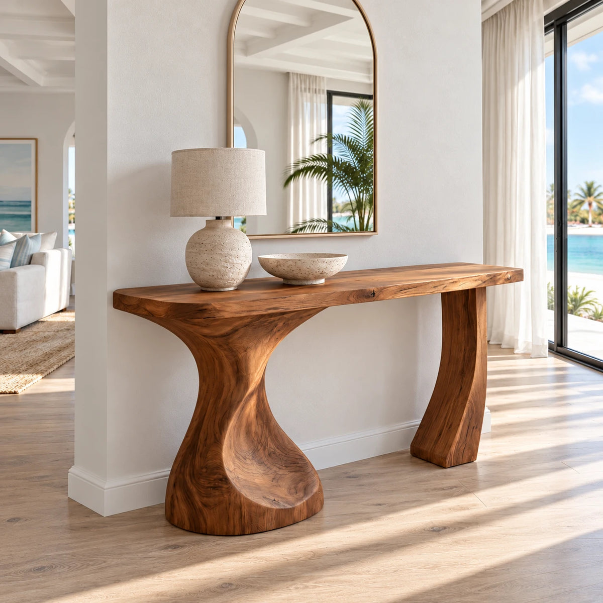 Live Edge Console Table in Natural Solid Wood with Sculptural Twisted Base - Arboriswood - 2