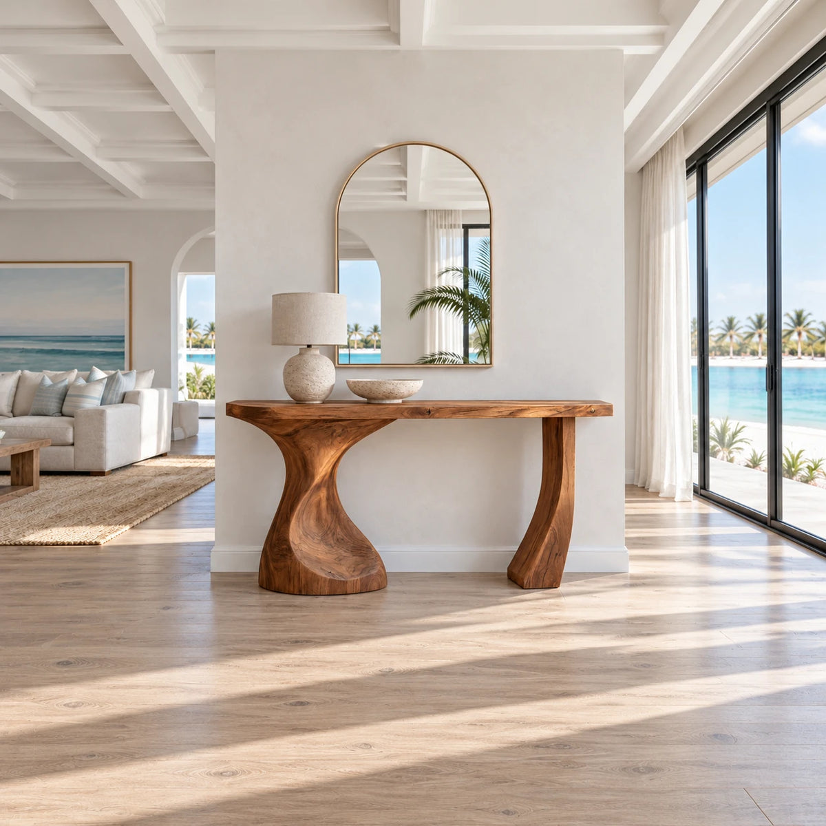 Live Edge Console Table in Natural Solid Wood with Sculptural Twisted Base - Arboriswood - 3