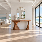 Live Edge Console Table in Natural Solid Wood with Sculptural Twisted Base - Arboriswood - 3