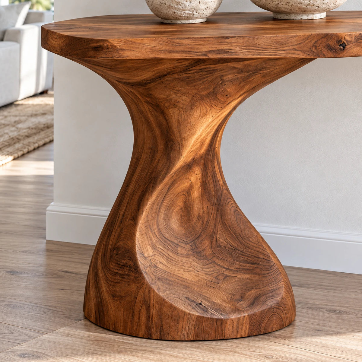 Live Edge Console Table in Natural Solid Wood with Sculptural Twisted Base - Arboriswood - 4
