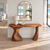 Live Edge Console Table in Natural Solid Wood with Sculptural Twisted Base - Arboriswood - 5
