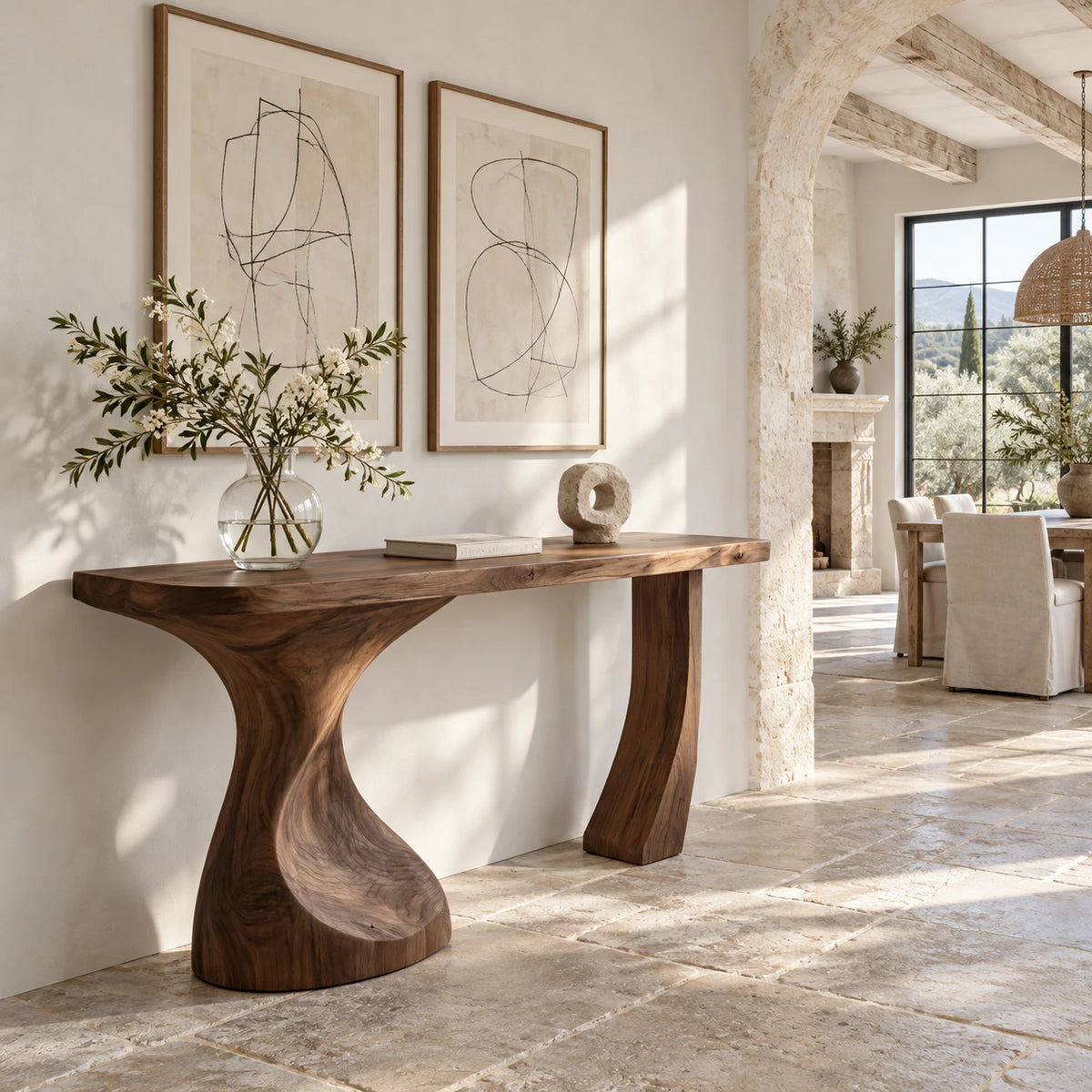 Live Edge Console Table in Natural Solid Wood with Sculptural Twisted Base - Arboriswood - 8