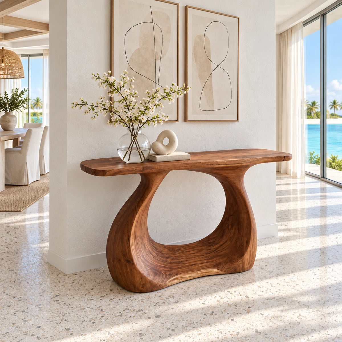 Live Edge Console Table - Sculptural Solid Wood Pedestal Entry Piece - Arboriswood - 2