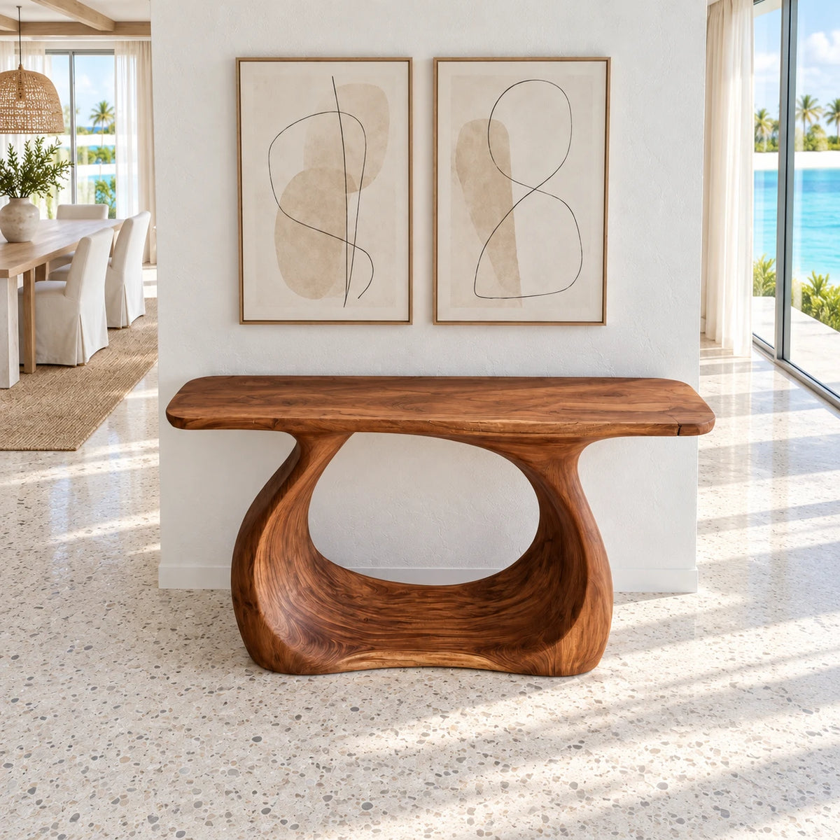 Live Edge Console Table - Sculptural Solid Wood Pedestal Entry Piece - Arboriswood - 5