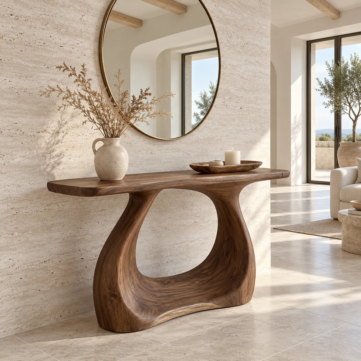 Live Edge Console Table - Sculptural Solid Wood Pedestal Entry Piece - Arboriswood - 8