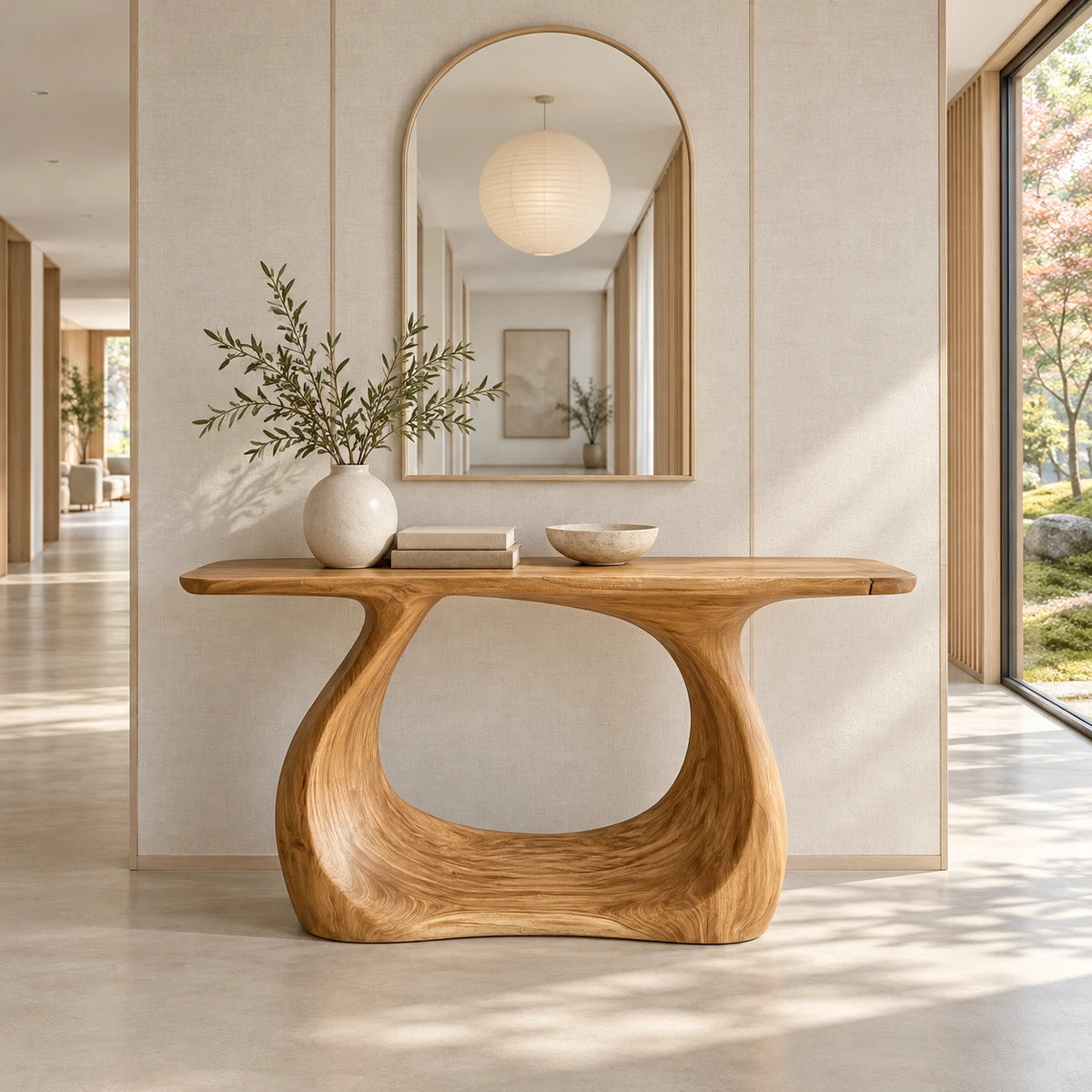 Live Edge Console Table - Sculptural Solid Wood Pedestal Entry Piece - Arboriswood - 9