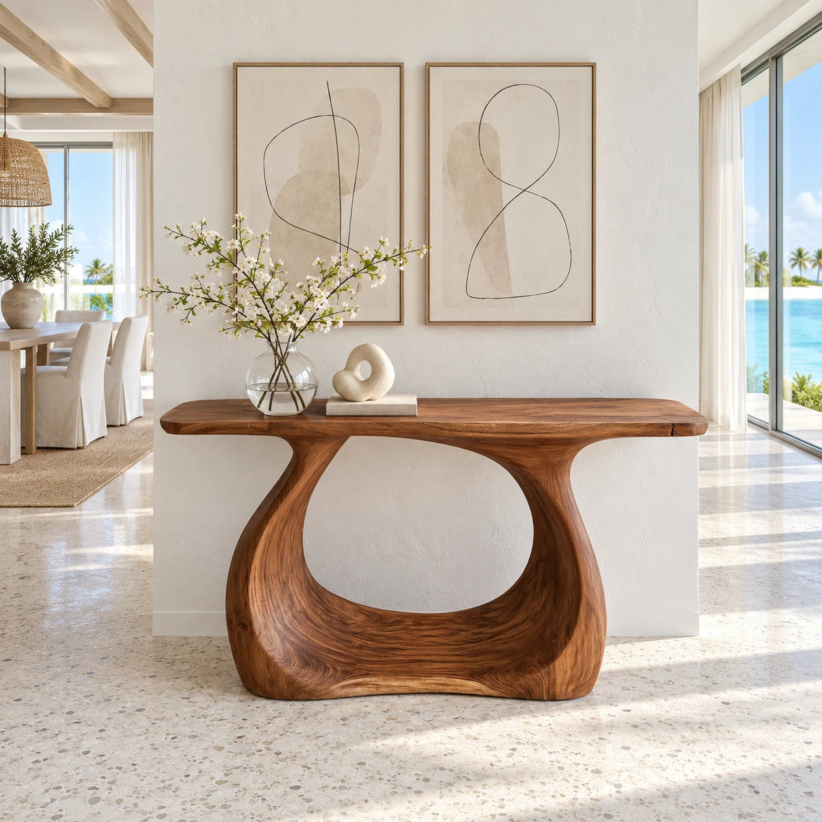 Live Edge Console Table - Sculptural Solid Wood Pedestal Entry Piece - Arboriswood