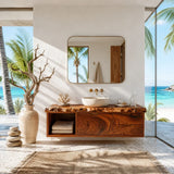 Live Edge Floating Bathroom Vanity Featuring Three Drawers and Open Shelves - Arboriswood - 7