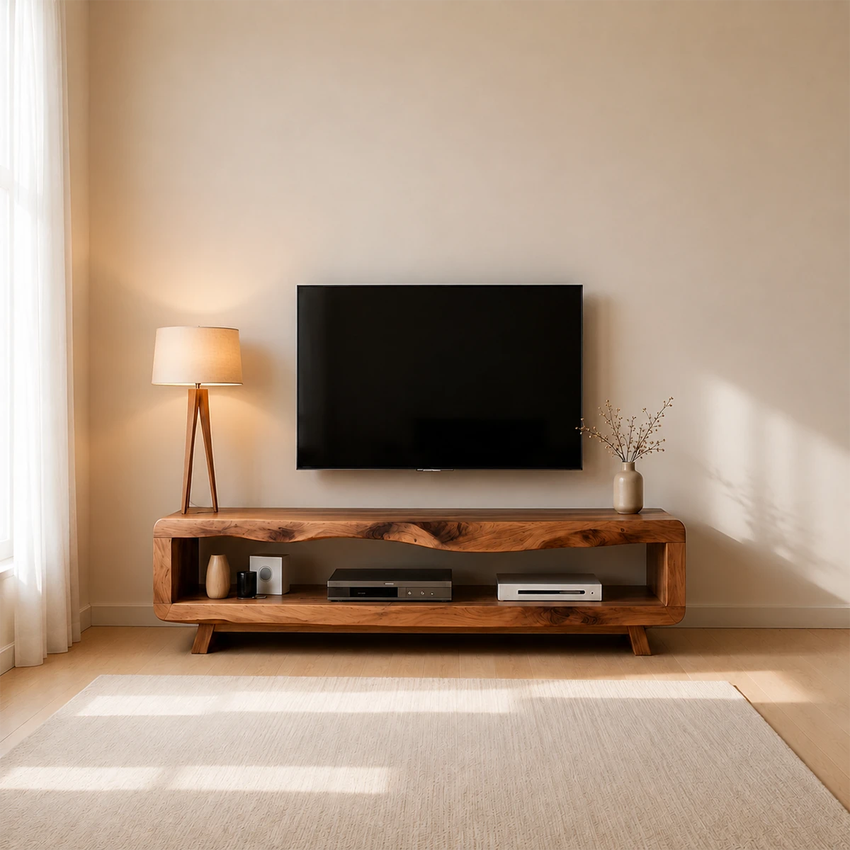 Live Edge Low Profile TV Stand Solid Wood Media Console - ArborisWood - 13