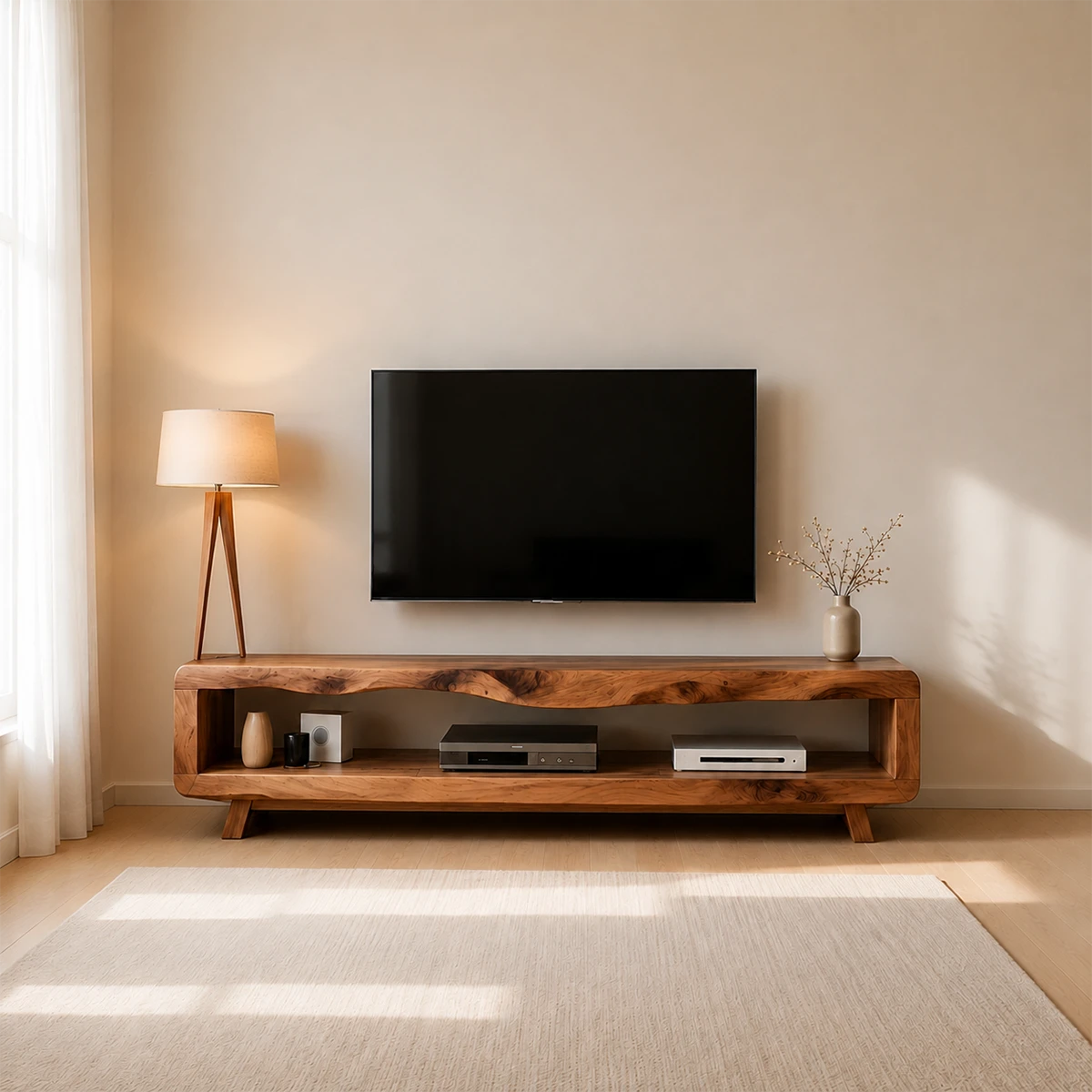 Live Edge Low Profile TV Stand Solid Wood Media Console - ArborisWood - 15