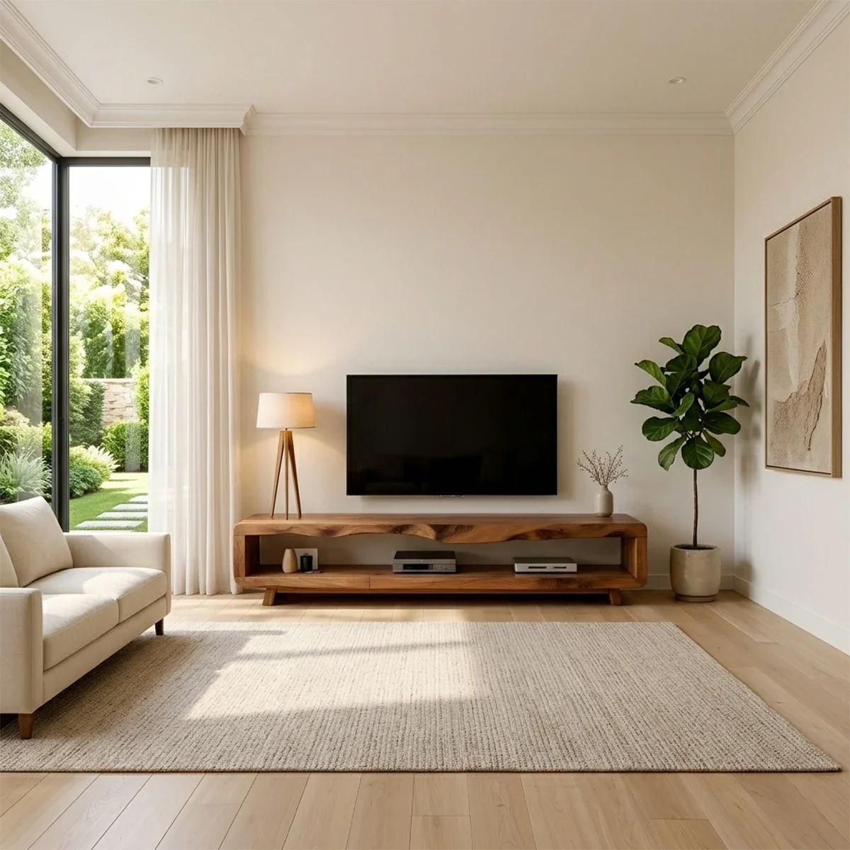 Live Edge Low Profile TV Stand Solid Wood Media Console - ArborisWood - 3