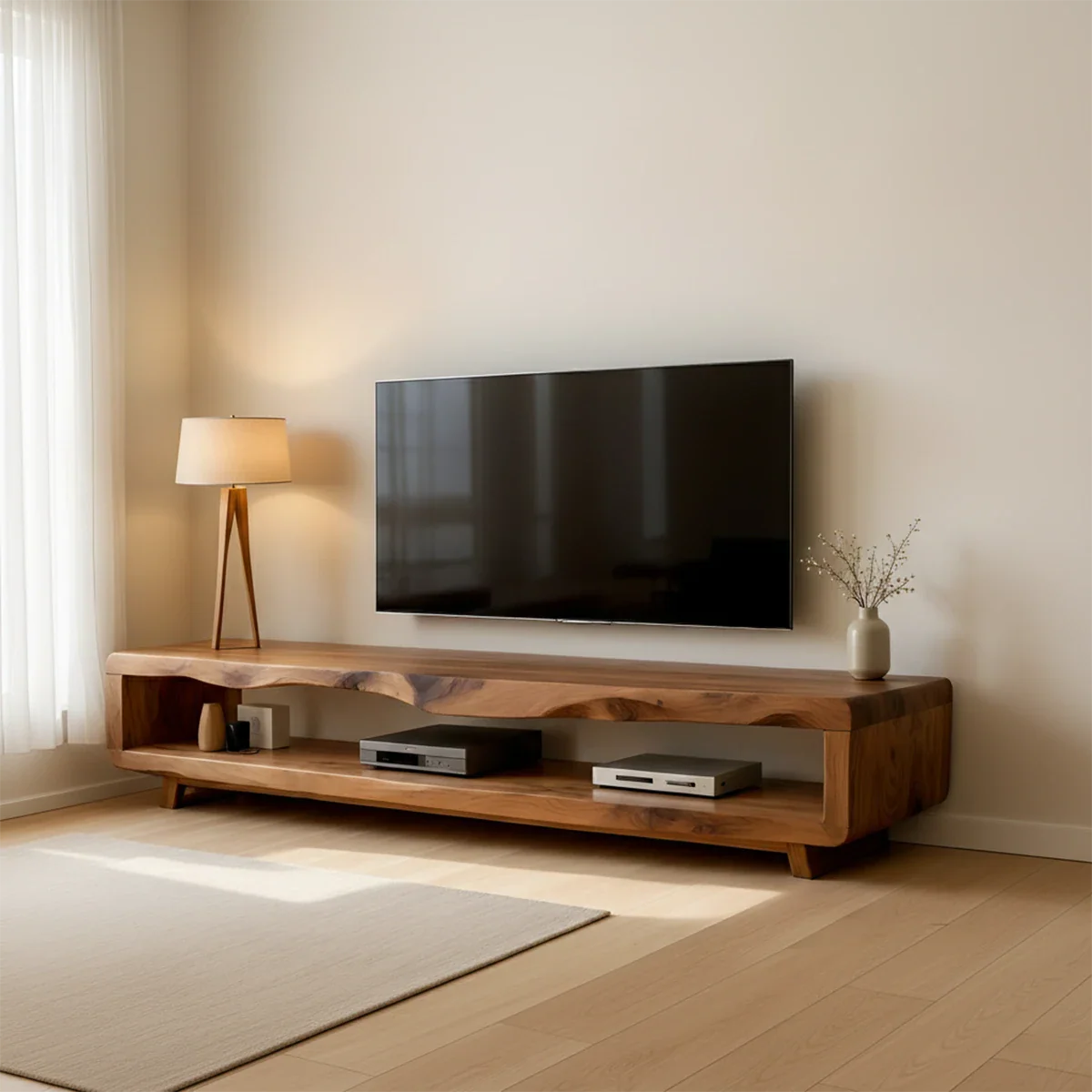 Live Edge Low Profile TV Stand Solid Wood Media Console - ArborisWood - 4