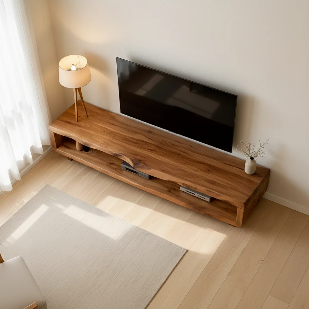 Live Edge Low Profile TV Stand Solid Wood Media Console - ArborisWood - 7