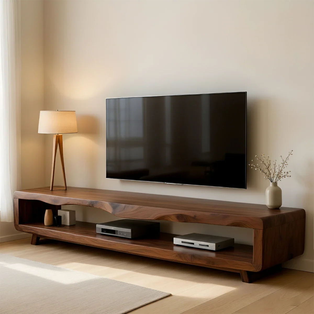 Live Edge Low Profile TV Stand Solid Wood Media Console - ArborisWood - 8