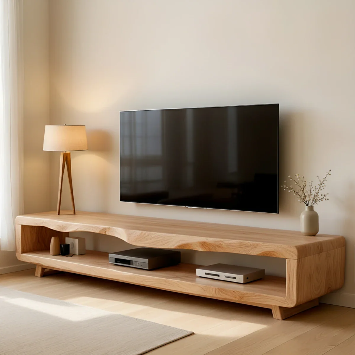 Live Edge Low Profile TV Stand Solid Wood Media Console - ArborisWood - 9