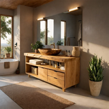 Live Edge Natural Solid Wood Bathroom Vanity With Vessel Sink And Storage - Arboriswood - 10