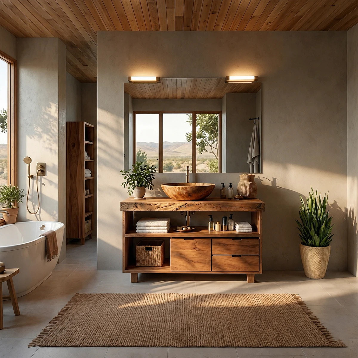 Live Edge Natural Solid Wood Bathroom Vanity With Vessel Sink And Storage - ArborisWood - 14