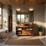 Live Edge Natural Solid Wood Bathroom Vanity With Vessel Sink And Storage - Arboriswood - 14
