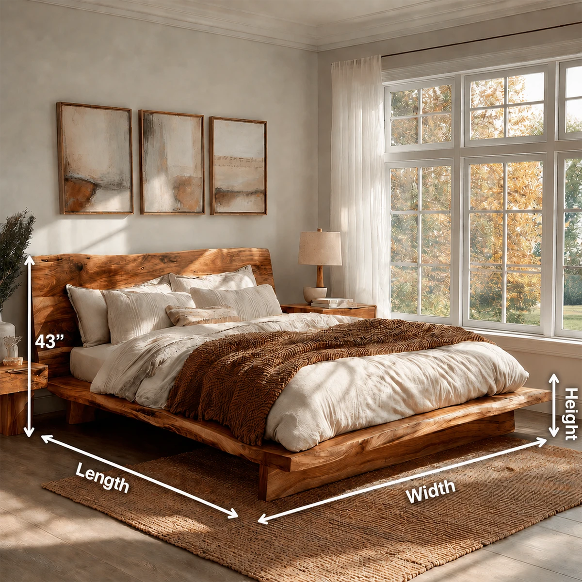 Live Edge Platform Bed Frame Crafted From Natural Solid Wood for Autumn Rooms - ArborisWood - 11