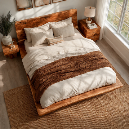Live Edge Platform Bed Frame Crafted From Natural Solid Wood for Autumn Rooms - ArborisWood - 5