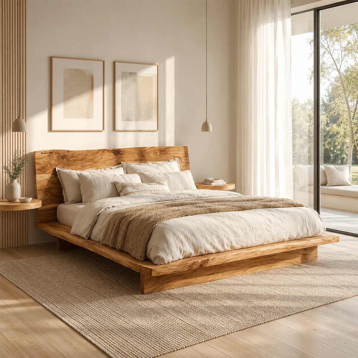 Live Edge Platform Bed Frame Crafted From Natural Solid Wood for Autumn Rooms - ArborisWood - 7