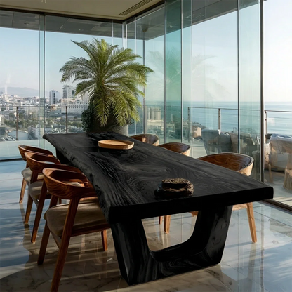 Premium dining table with unique wood patterns, designed for elegant modern residential interiors