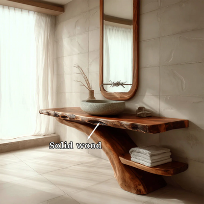 Live Edge Tree Base Bathroom Vanity Natural Solid Wood Statement Piece - ArborisWood - 11